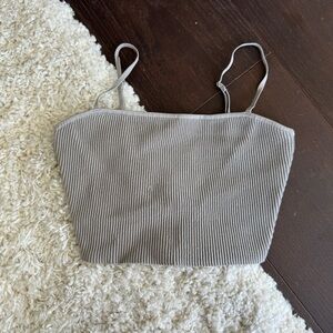 Babaton Sculpt Knit Cropped Cami - Light Grey/Taupe